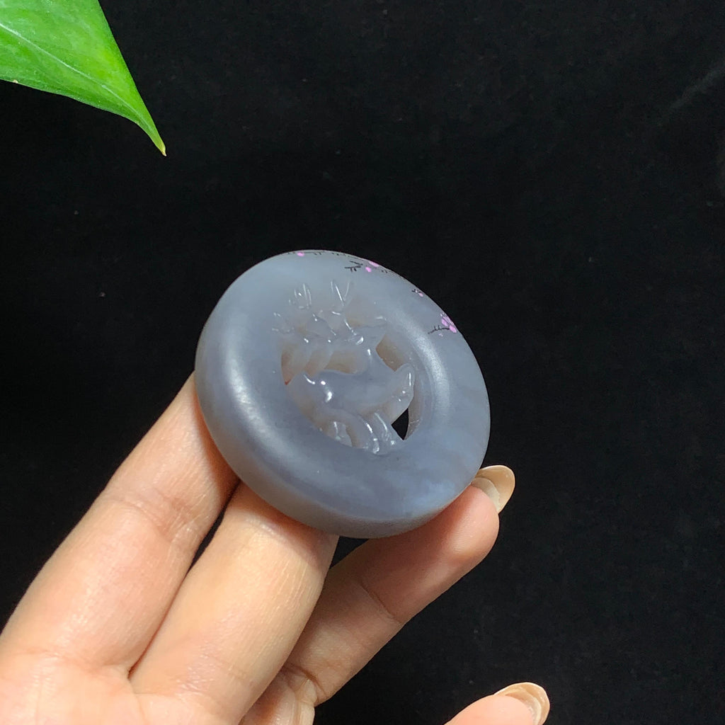 和田山料紫罗兰一鹿有你挂件（52.2g）