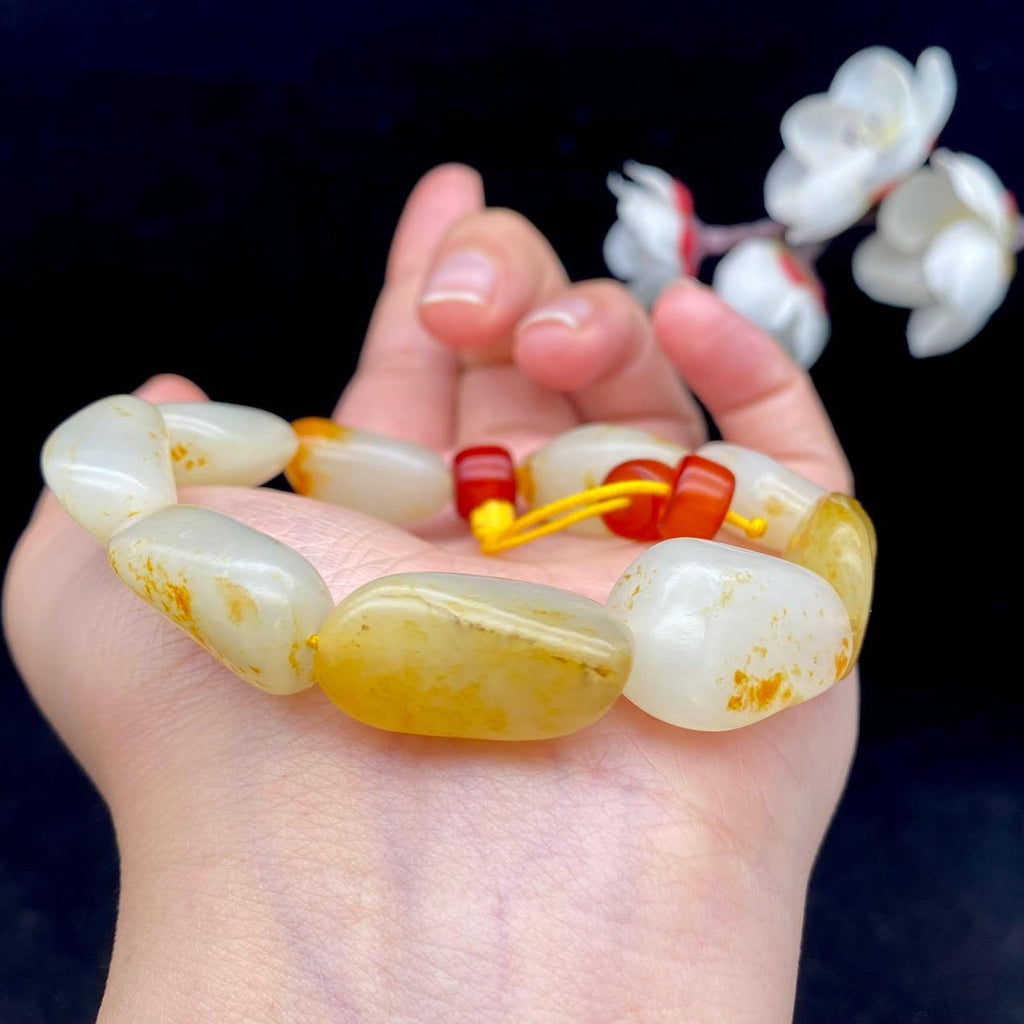 和田玉洒金皮籽料【精品女士手串】（43.8g）