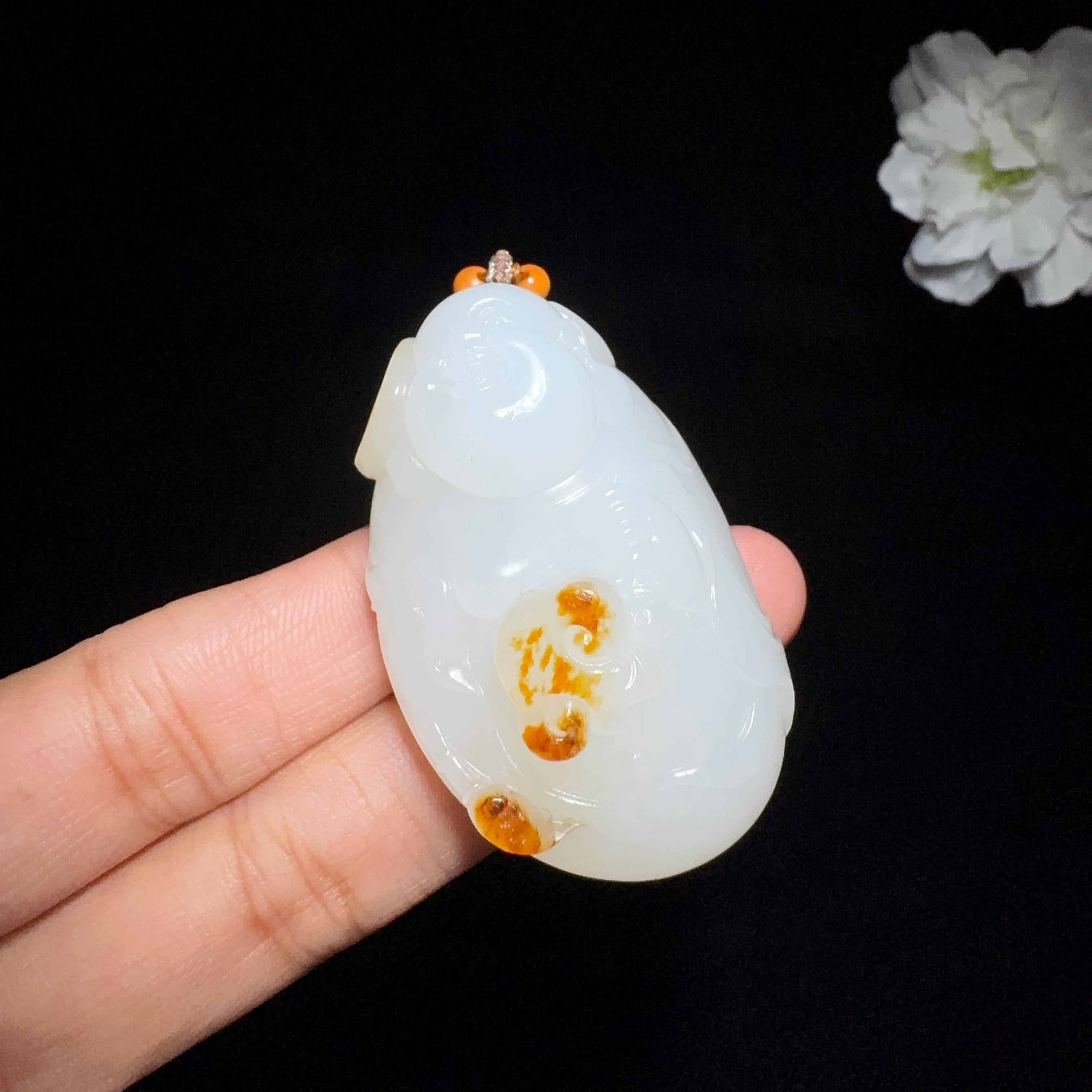 和田玉籽料挂件佛公（46.0g）