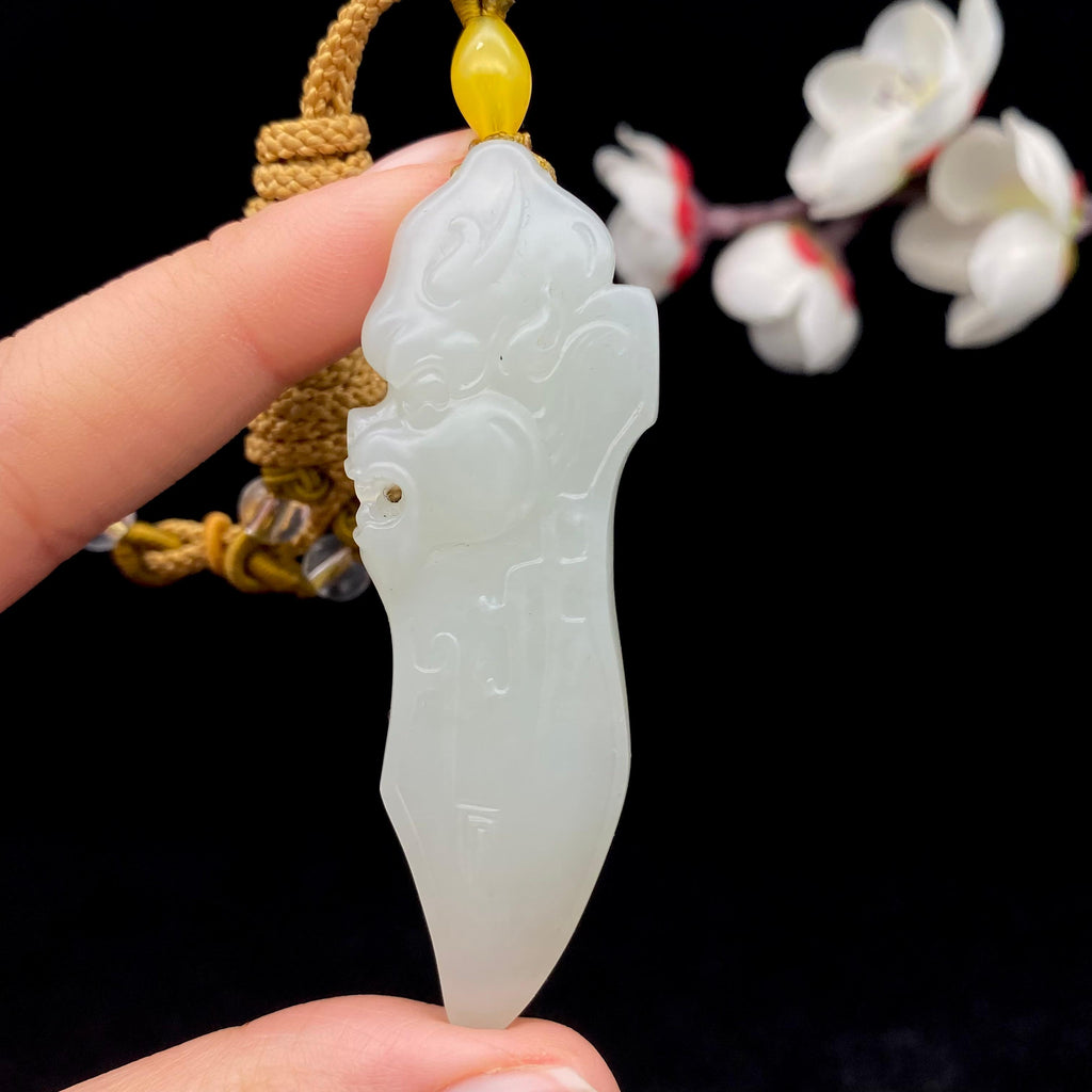 和田玉籽料【仿古龙】挂件（22.2g）