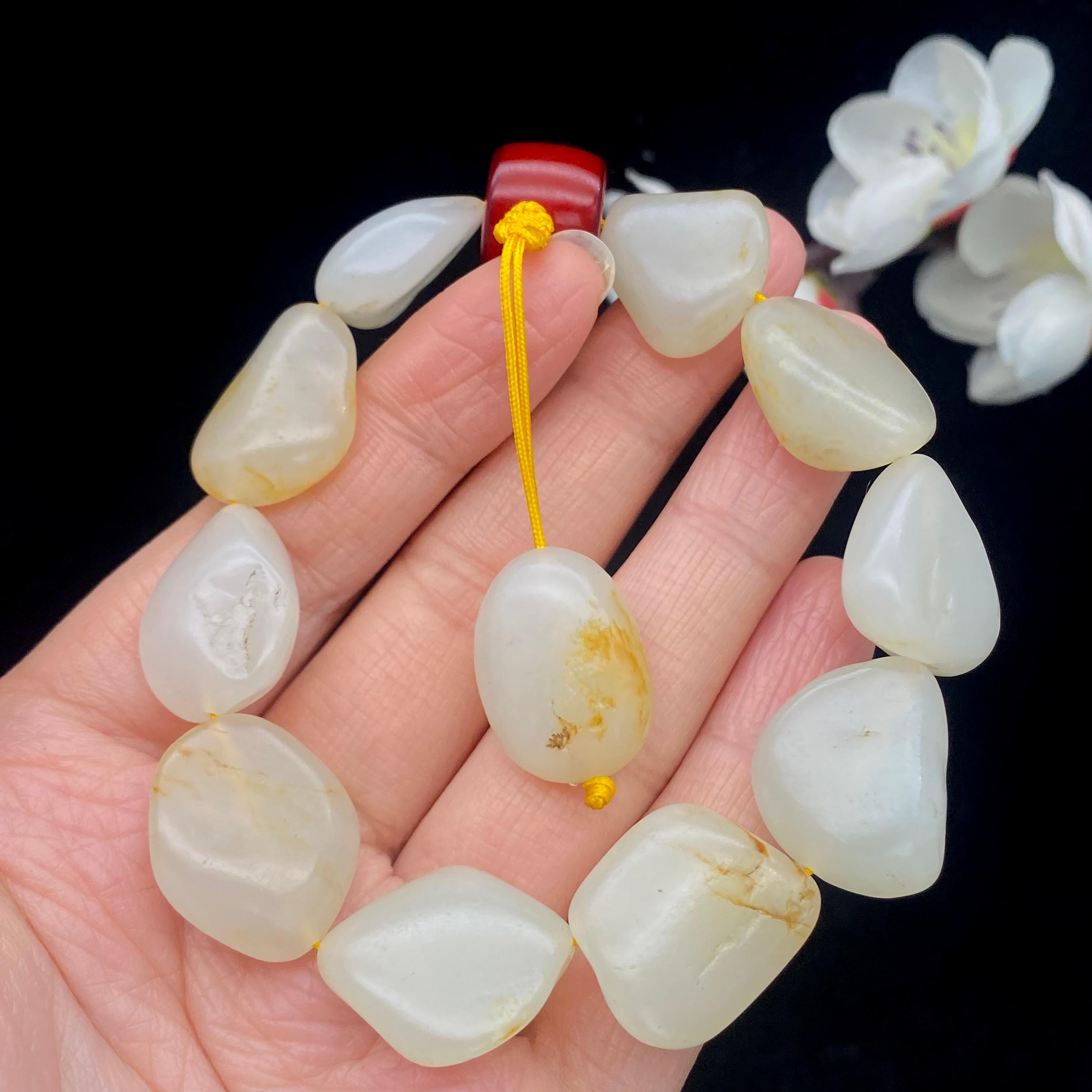 和田玉洒金皮籽料【精品手串】（46.9g）