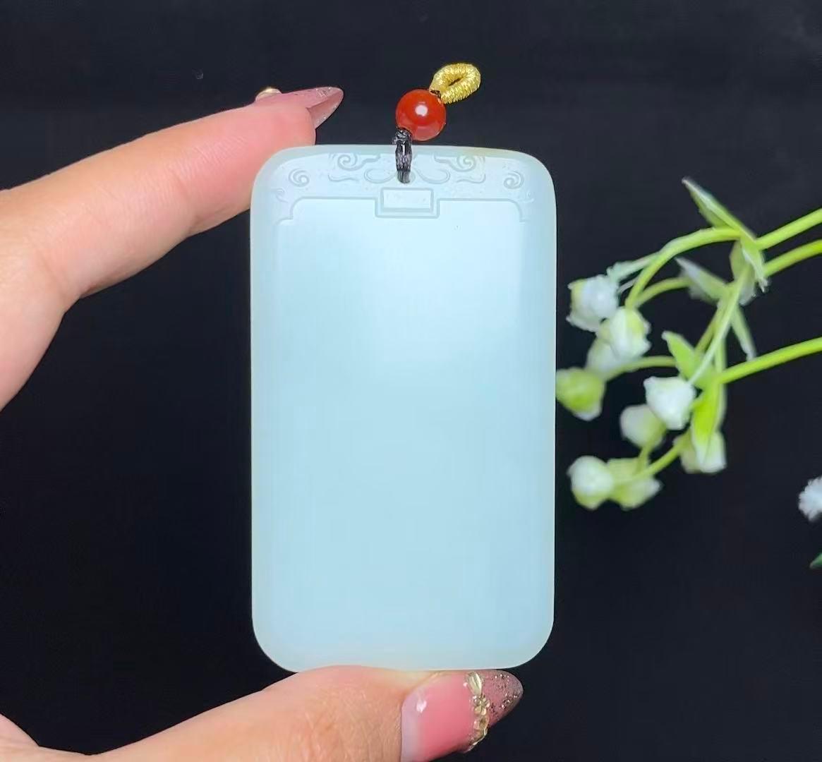 和田玉糖白平安无事牌（67.4g）