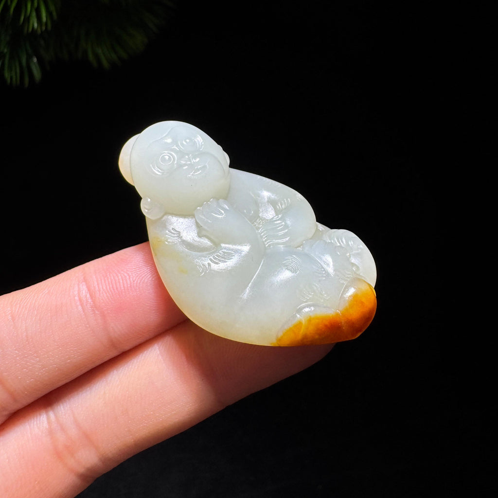 和田玉籽料红皮生肖猴（27.5g）