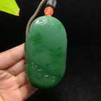 收藏级碧玉7号坑老料粉绿财神手把件（166.6g）