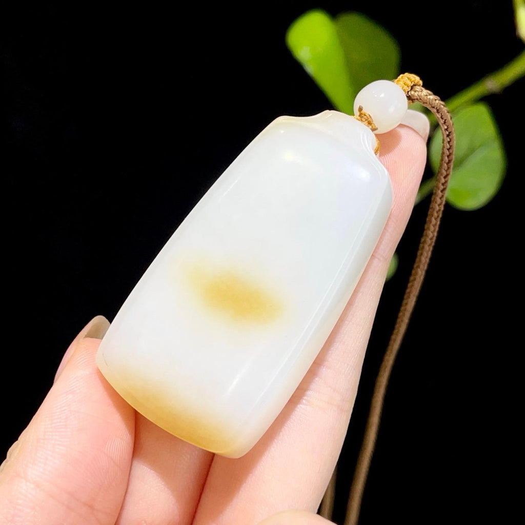 糖羊脂白玉平安无事牌挂件（44.9g）