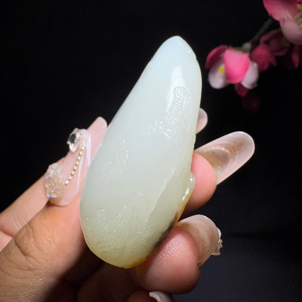 和田玉籽料挂件莲花观音（40.7g）