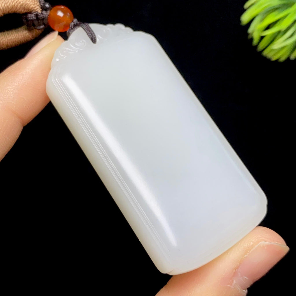 和田玉新疆料白玉无事牌（49.6g）