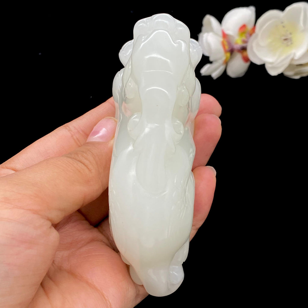 和田玉-白玉貔貅【招财进宝】手把件（266.7g）