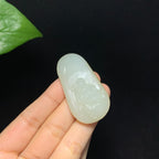 收藏级和田籽料秋梨皮白玉弥勒佛挂件（27.3g）