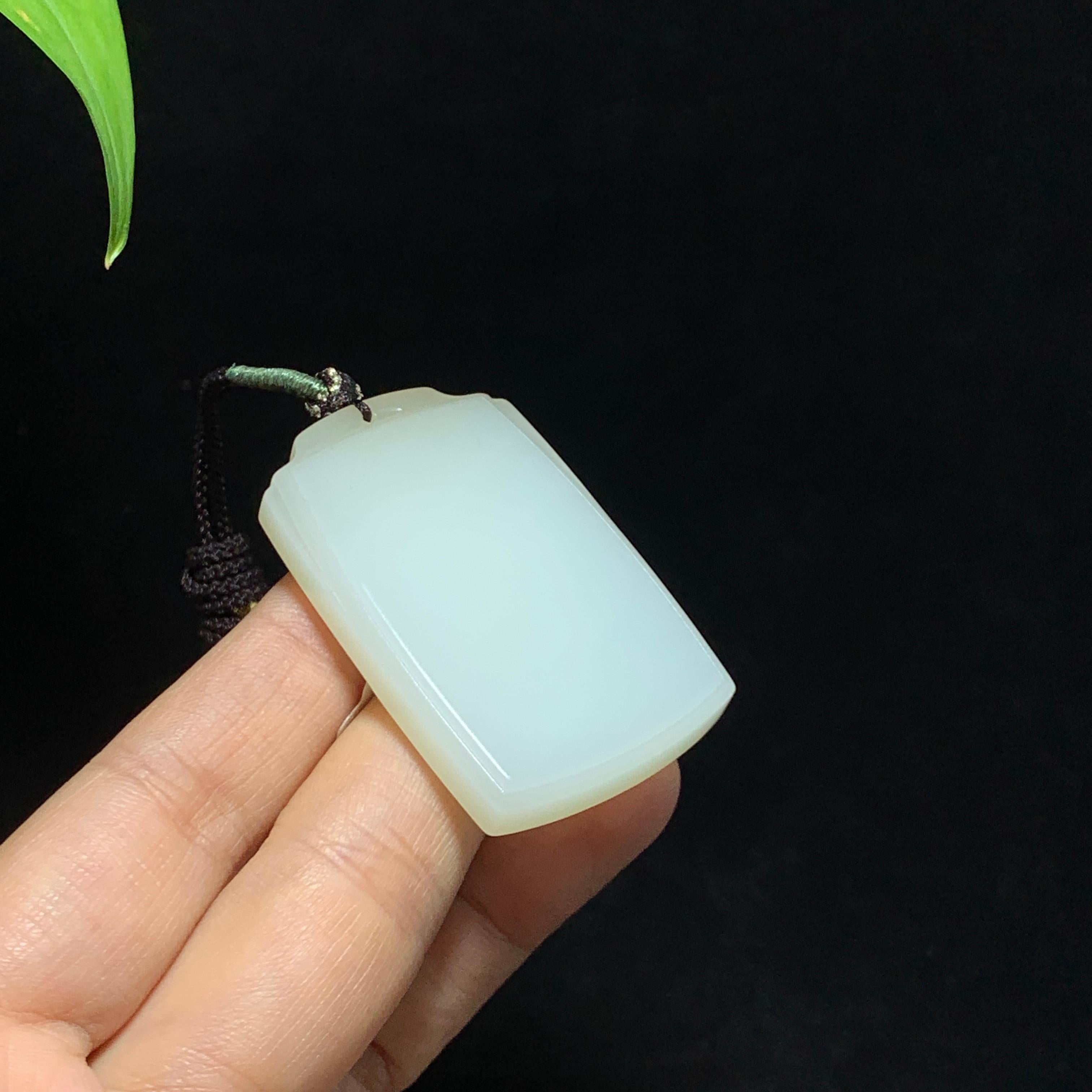 和田山料糖白玉无事牌挂件（31.1g）