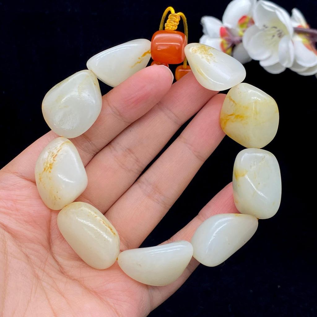 和田玉洒金皮籽料【精品手串】（106g）