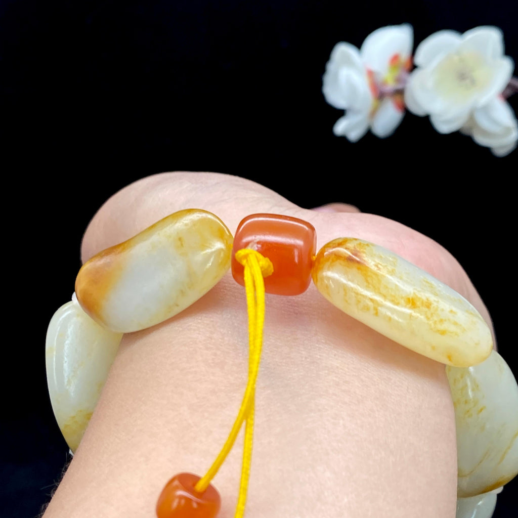 和田玉洒金皮籽料【精品手串】（92.1g）