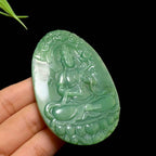 精品和田碧玉粉青观音挂件（51.2g）