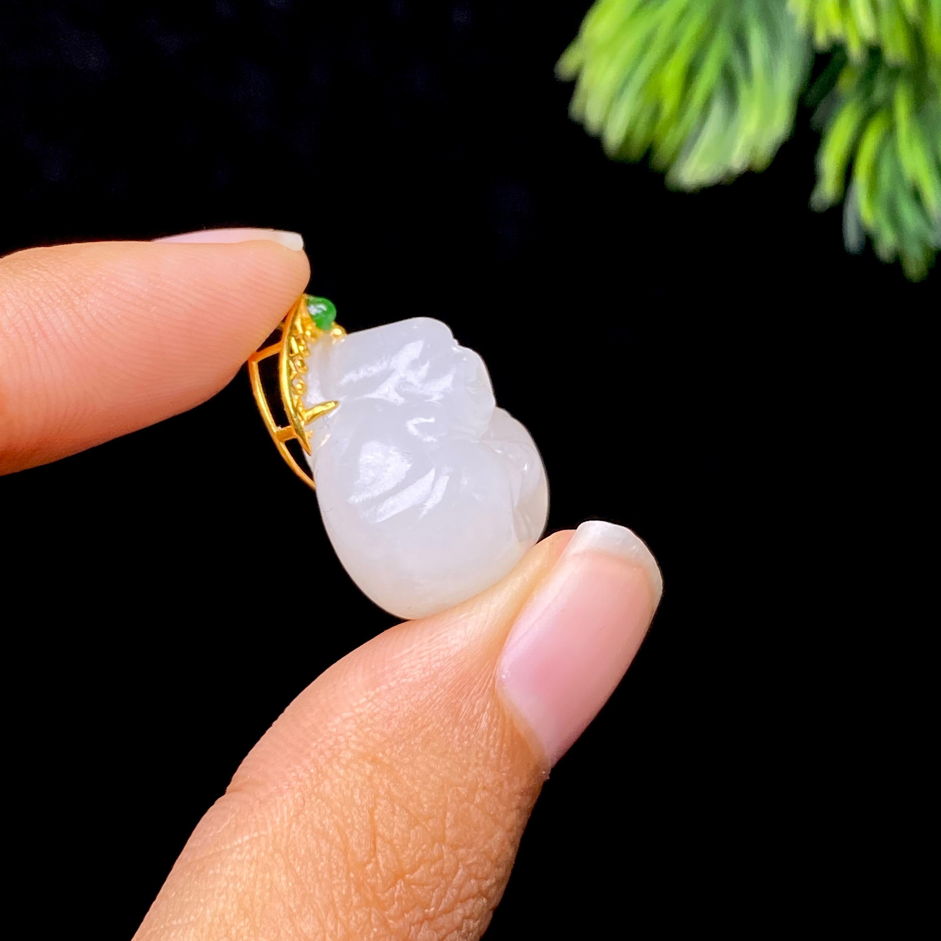 和田玉18k金白玉佛公（6.7g）