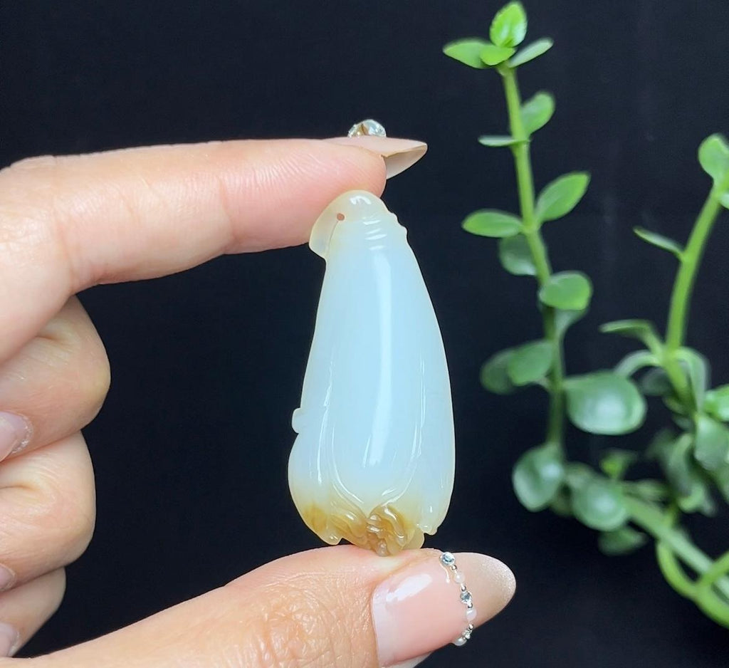 和田玉糖白料玉莲花（15.2g）