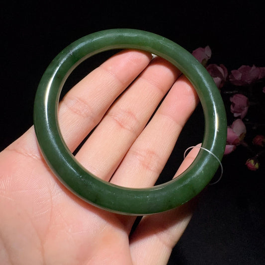 和田玉碧玉圆条手镯（36.2g）