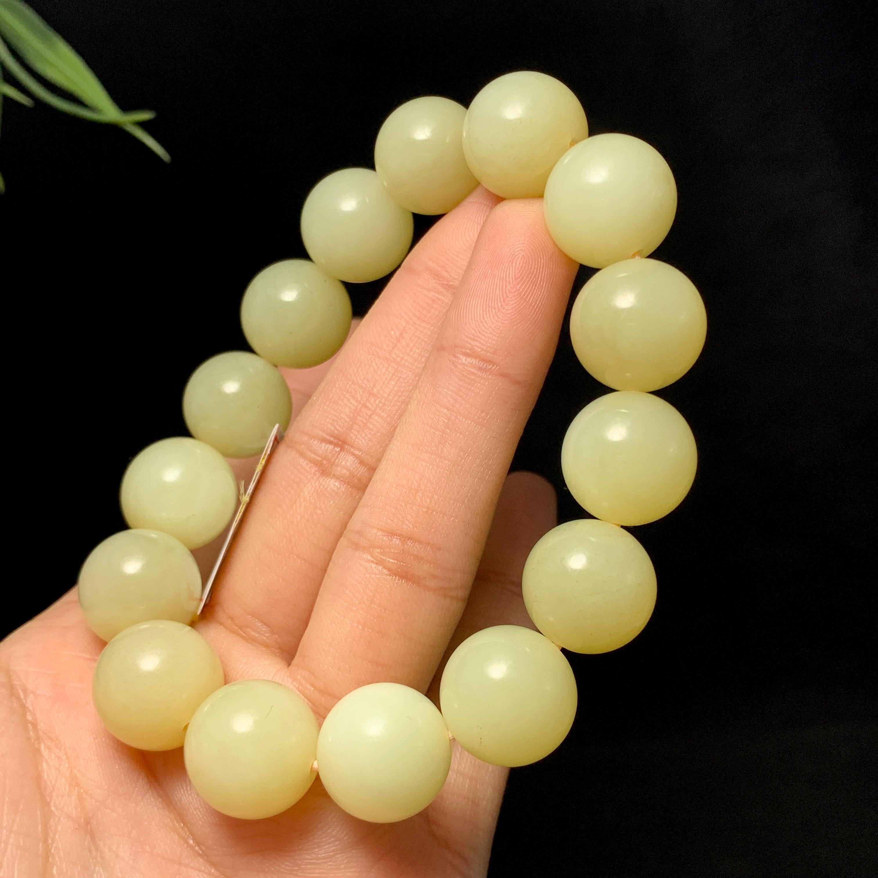 精品和田黄口圆珠手串（72.5g）