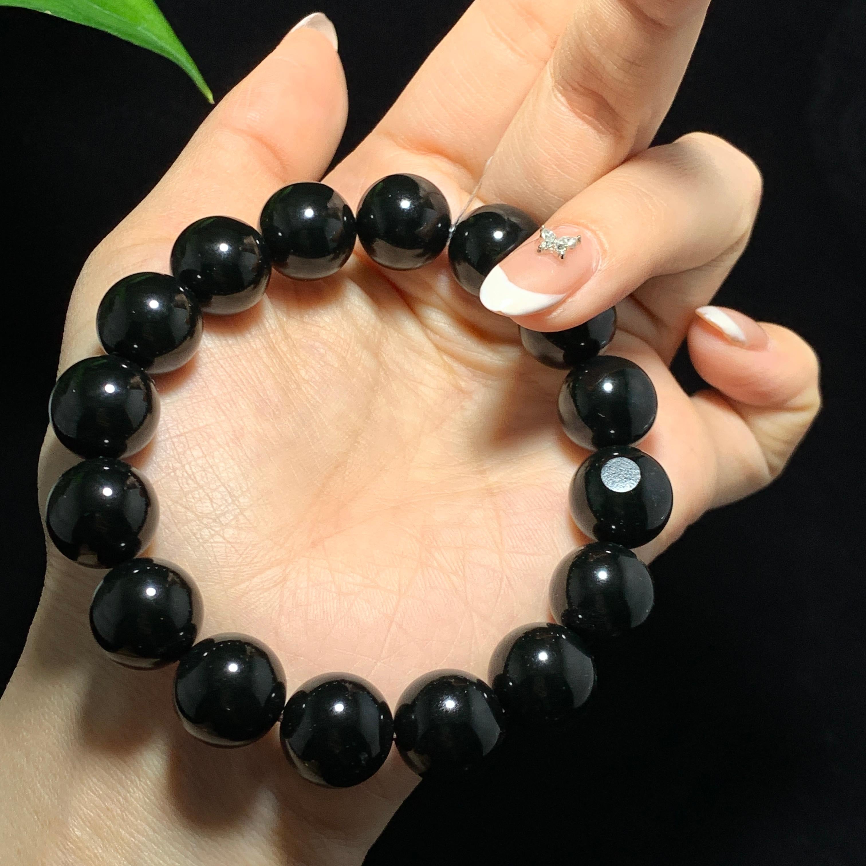 和田籽料黑青圆珠手串（70.0g）