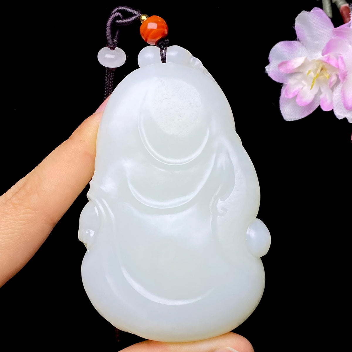 和田玉白玉佛公手把件（192.7g）