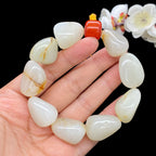 和田玉白玉带洒金皮籽料【精品手串】（96.9g）