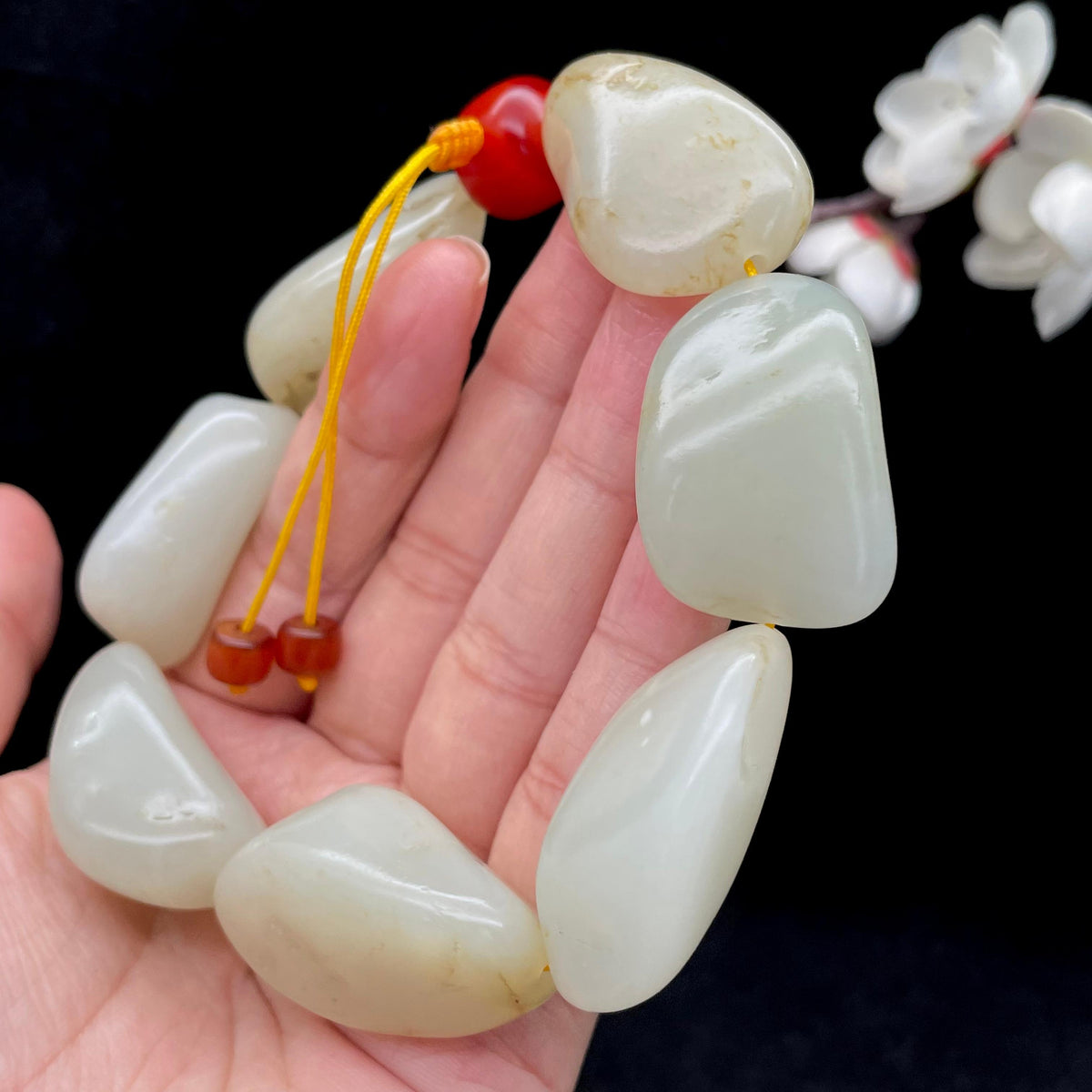 和田玉白玉籽料【精品手串】（132.1g）