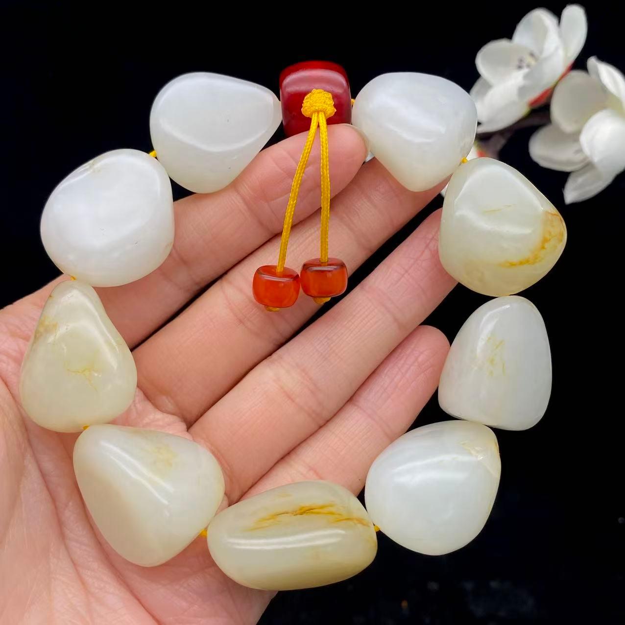 和田玉洒金皮【精品手串】（113.4g）