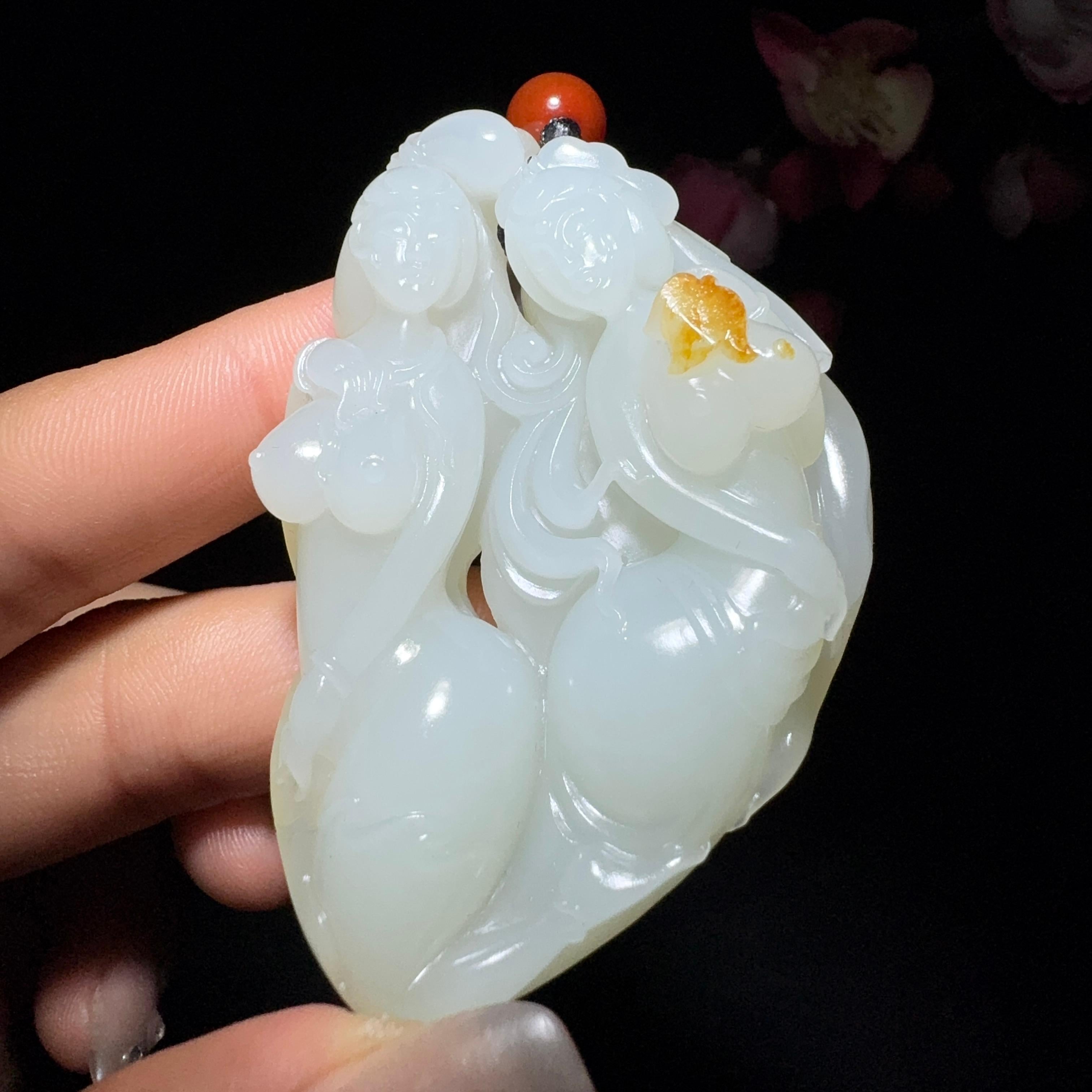和田玉籽料玉贵人手把件（60.9g）