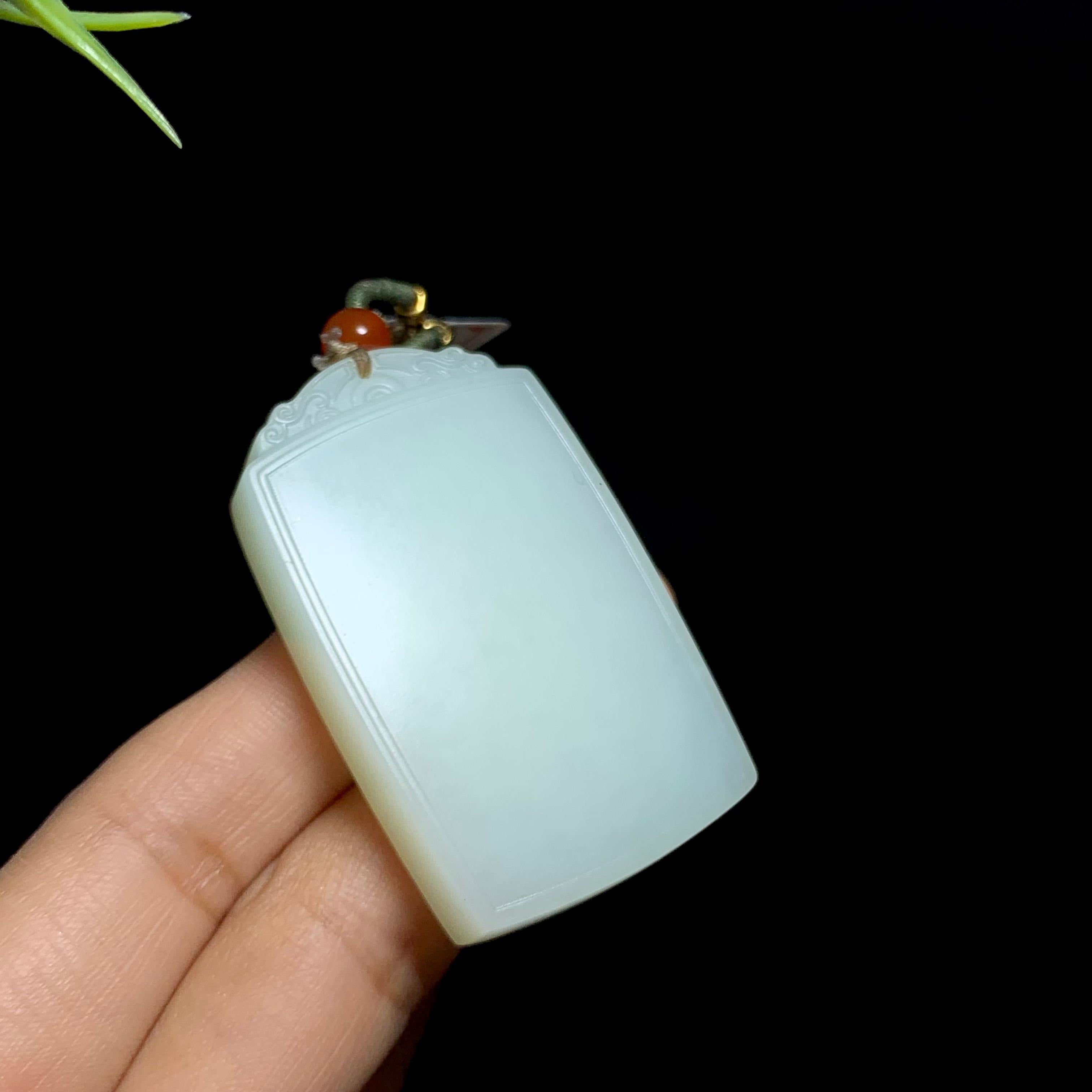 和田白玉平安无事牌（35.6g）