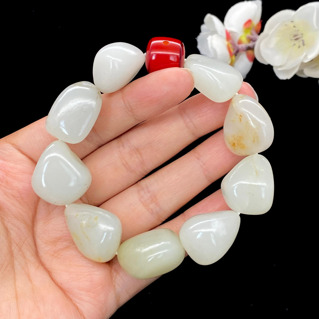 和田玉白玉籽料【精品手串】（85.8g）