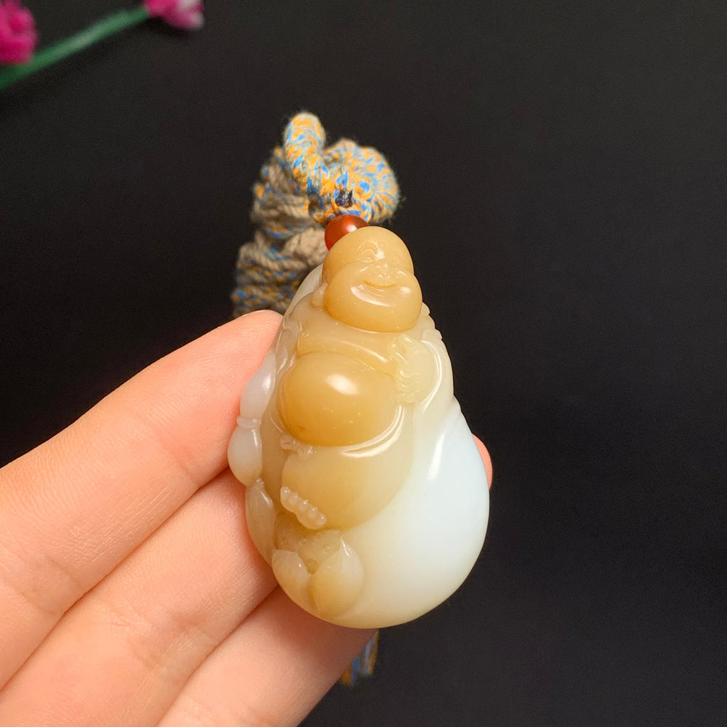 顶级新彊且未糖白弥勒佛挂件（35.8g）