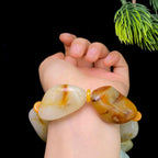 和田玉洒金皮白肉籽料手串（116.2g）