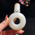 和田且末料糖白羊脂白玉三不猴手把件（172.3g）