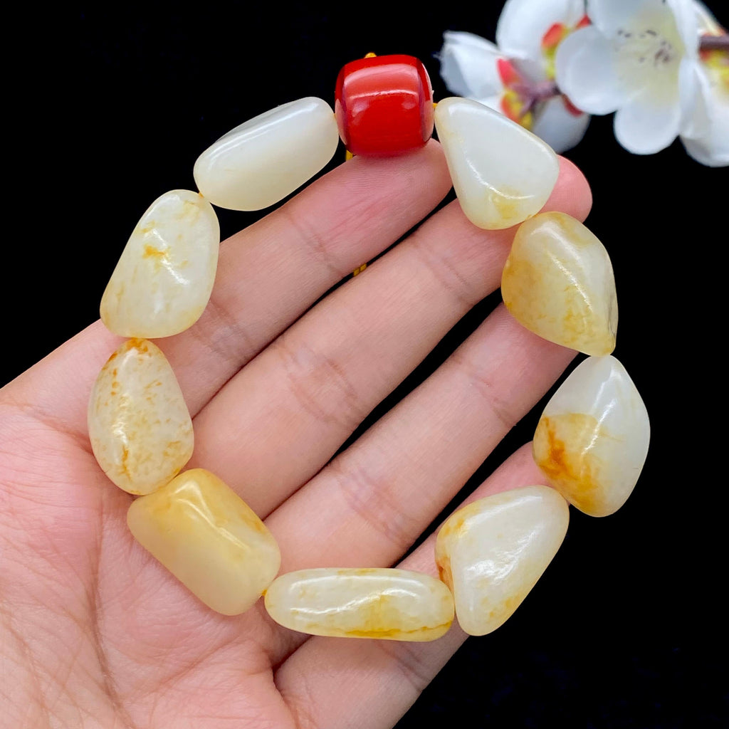 和田玉洒金皮【精品手串】（56.3g）
