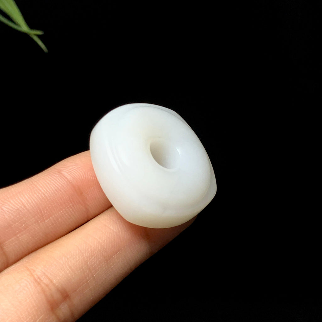 高品质和田白玉方扣平安扣（21.6g）