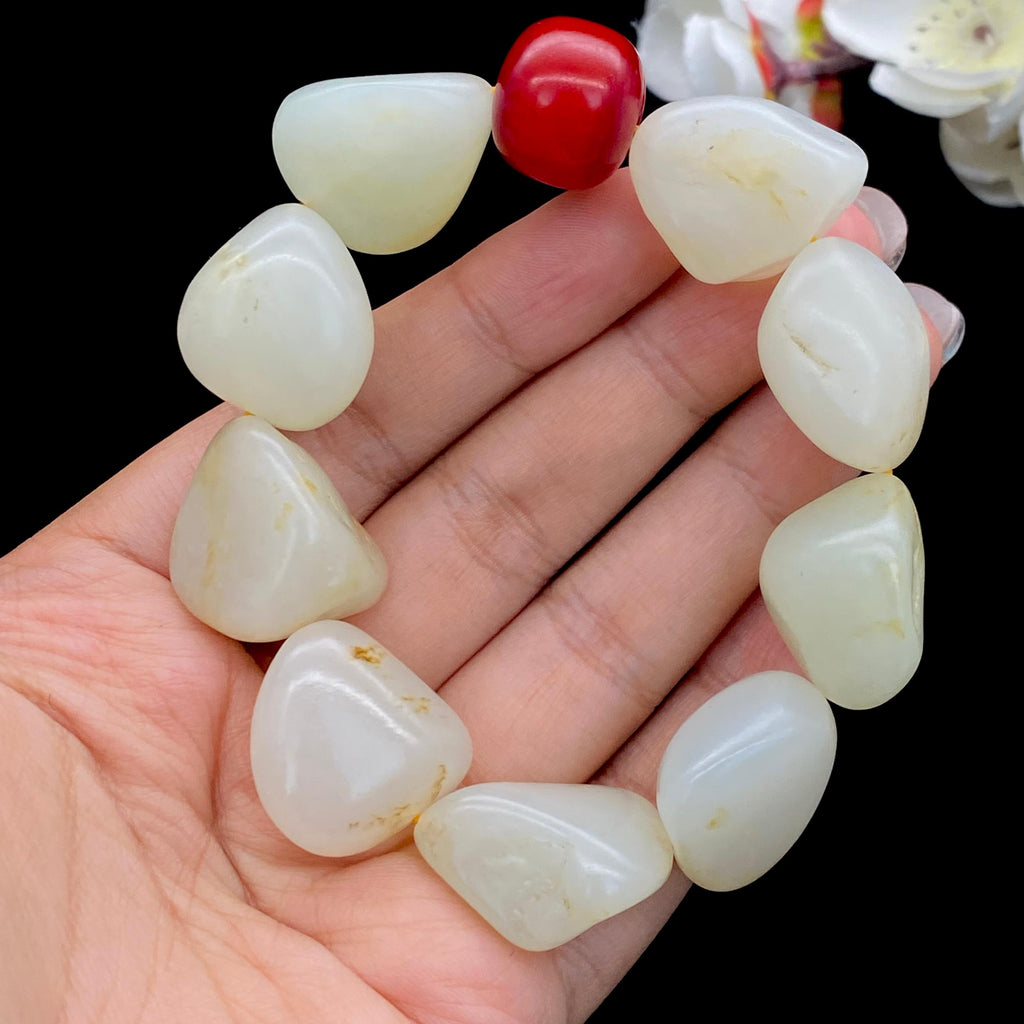 和田玉洒金皮【精品手串】（91g）