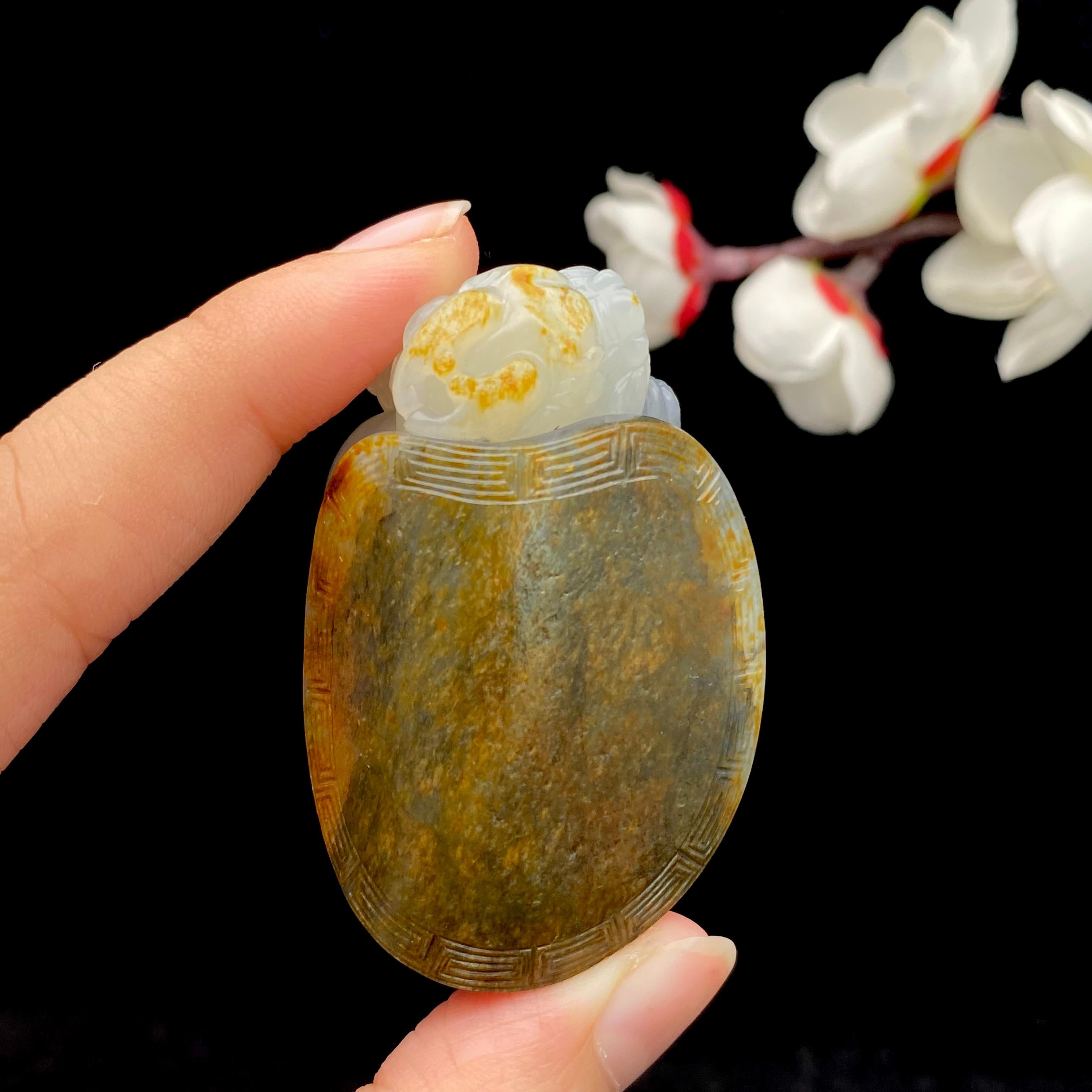和田玉籽料青花【龙龟】挂件（69.7g）