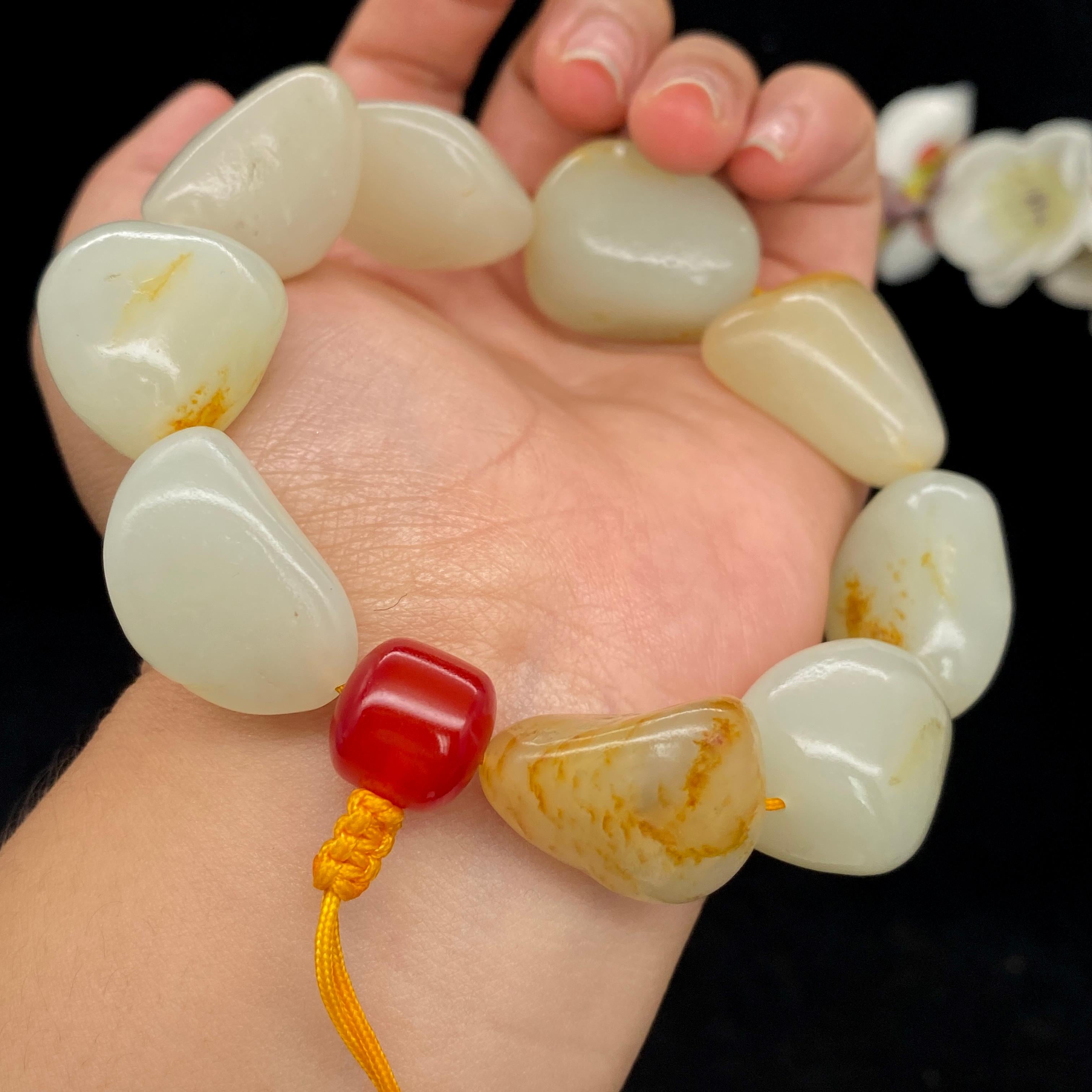 和田玉洒金皮籽料【精品手串】（119.2g）