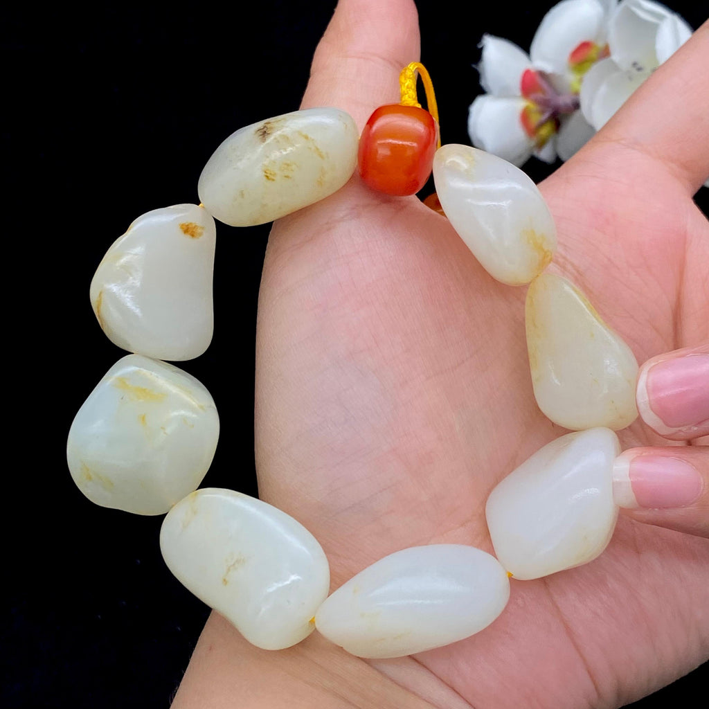 和田玉洒金皮籽料【精品手串】（106.3g）