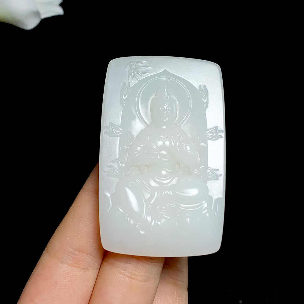 和田羊脂白玉千手观音（53.1g）