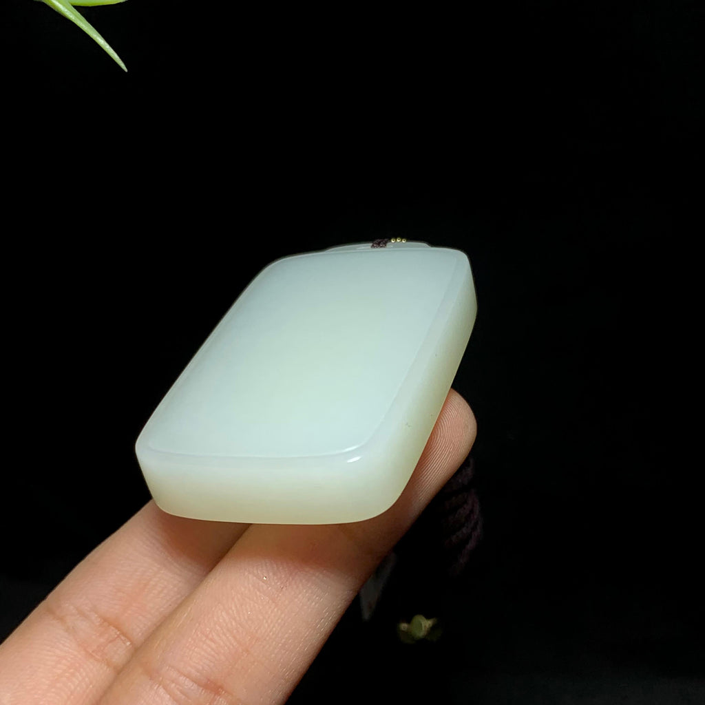 和田羊脂白玉无事牌（45.3g）