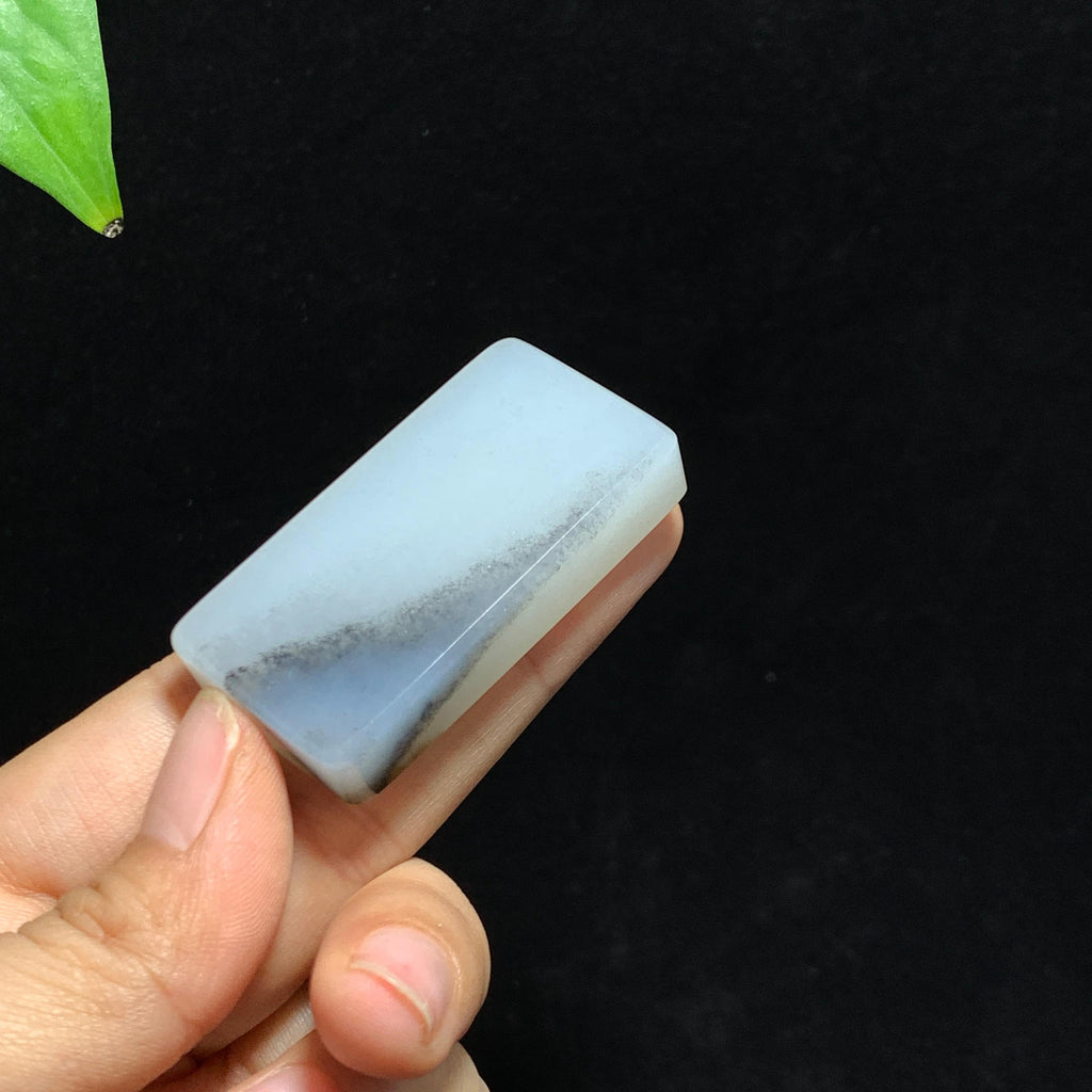 和田籽料青花无事牌挂件（34.3g）
