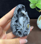 新疆和田玉籽料青花年年有余手把件摆件（137.1g）