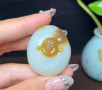 精品新疆和田玉且末糖羊脂玉佛公（32.1g）