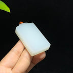 和田山料羊脂白玉无事牌挂件（63.4g）