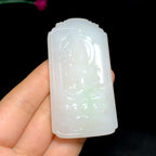 收藏级新疆山料白玉带翠观音挂件（67.7g）