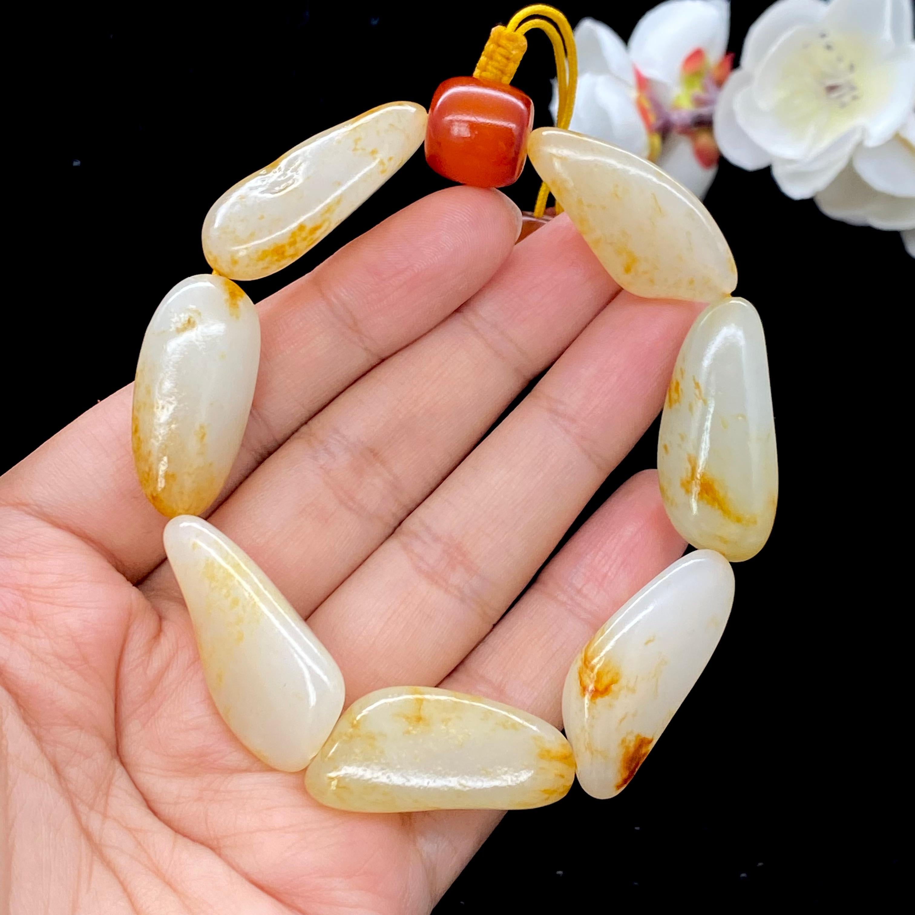和田玉洒金皮籽料【精品手串】（50.4g）