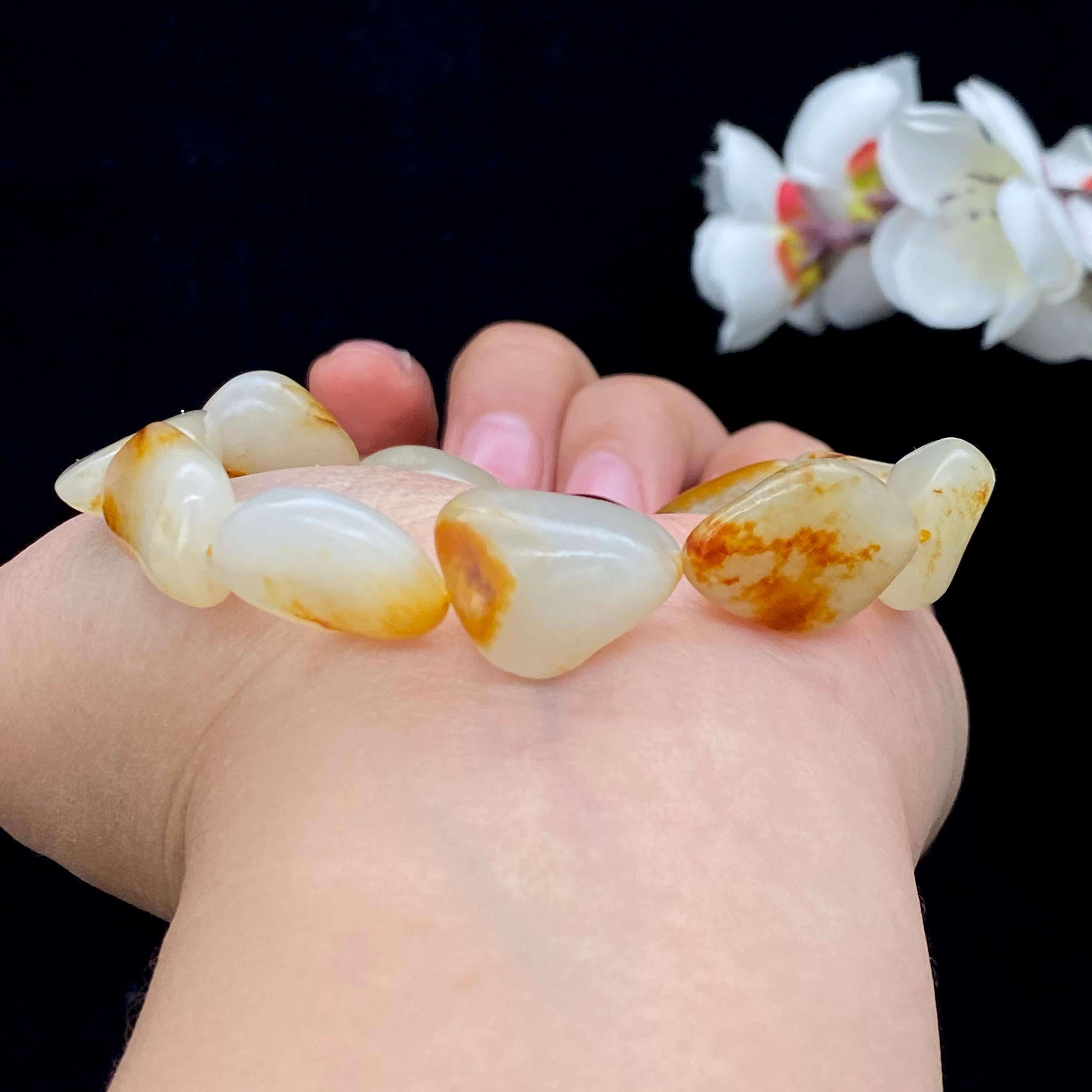 和田玉洒金皮【精品女士手串】（35.2g）