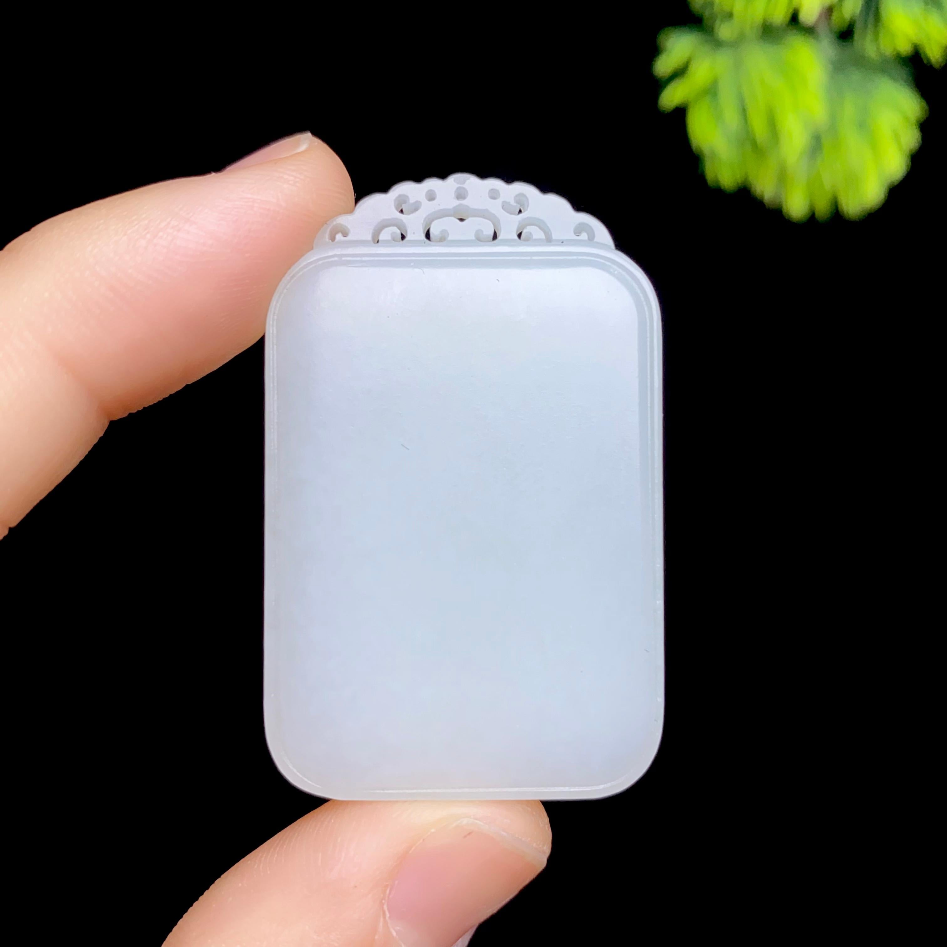 和田玉羊脂白玉平安无事牌（21.4g）