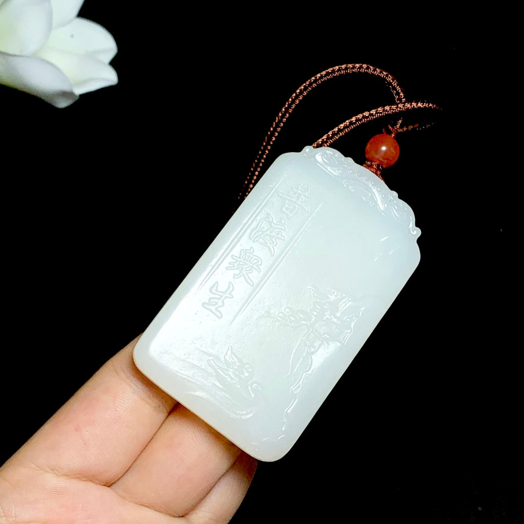 和田白玉普贤菩萨挂件（66.5g）