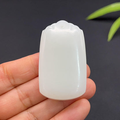 和田玉羊脂白玉平安无事牌玉牌（39.0g）